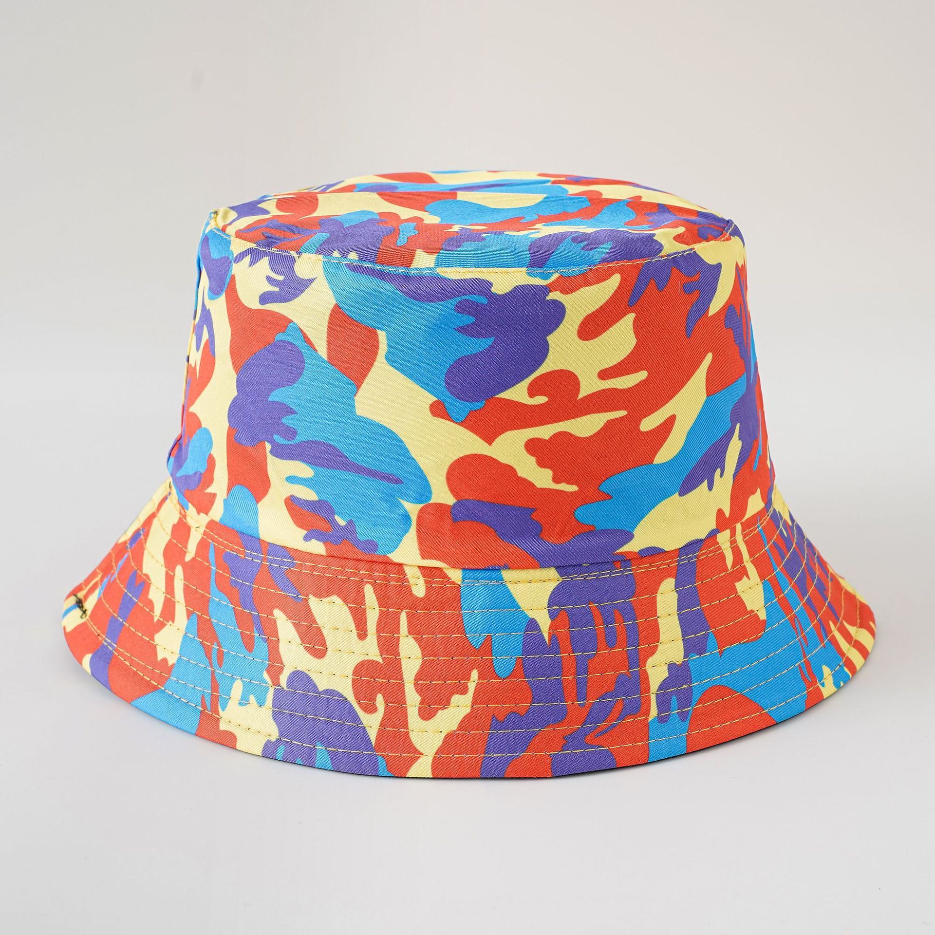 Double-sided fisherman hat new summer sun hat women's casual fashion trendy foldable camouflage pot hat Doba Red